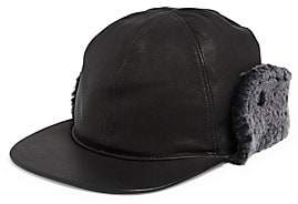 UGG Men's Shearling-Trim & Faux Fur-Lined Leather Baseball Hat