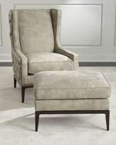 Thumbnail for your product : Ambella Idris Tufted-Back Leather Wing Chair