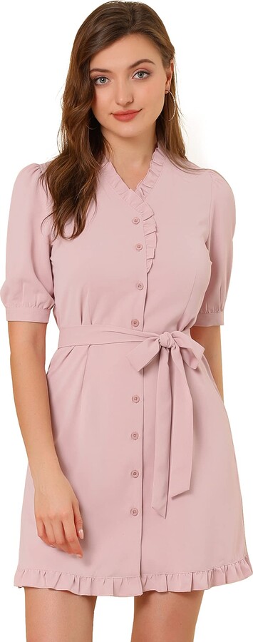 light pink button up dress