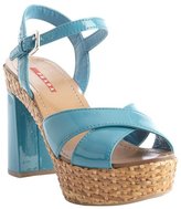 Thumbnail for your product : Prada Sport blue patent leather woven platform sandals