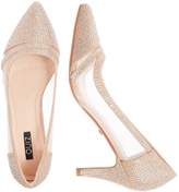 Thumbnail for your product : Quiz Gold Diamante Mesh Mid Heel Courts