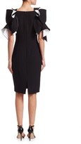 Thumbnail for your product : Badgley Mischka Origami-Sleeve Crepe Two-Tone Dress