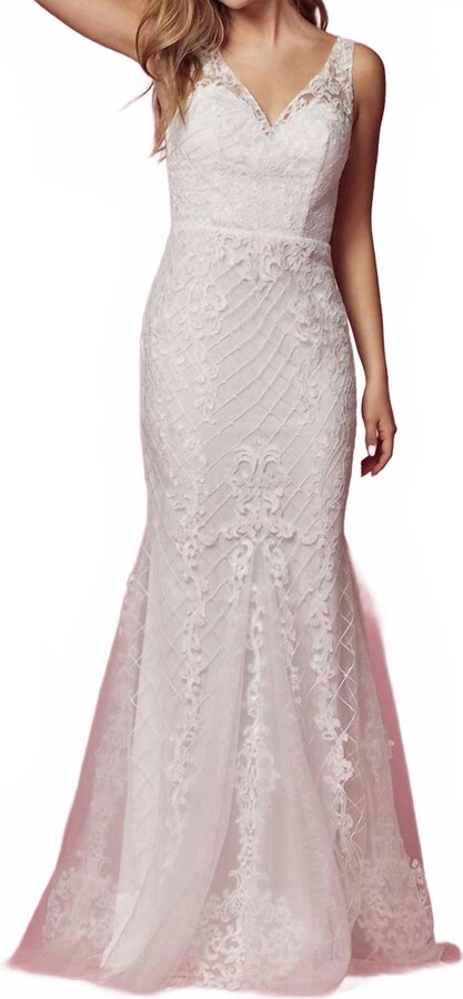 Nox Anabel Embroidered Bridal Dress In White