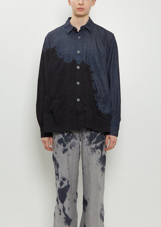 Suzusan Pima Cotton Denim Four Pockets Overshirt Black