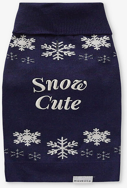 max-bone Blue Snow Cute Knitted Dog Jumper S