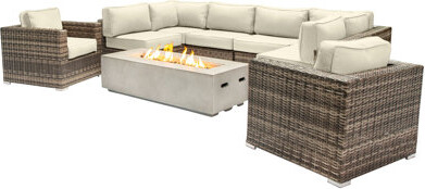 Latitude Run Lsi Fully Assembled 6 Person Seating Group With Firepit And Sunbrella Cushions