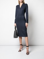 Thumbnail for your product : Piazza Sempione V-Neck Fitted Midi Dress