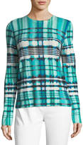 St. John Collection Ombe Plaid Cashmere Sweater