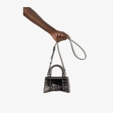 Thumbnail for your product : Balenciaga Gunmetal Hourglass XS Mock Croc Leather Top Handle Bag