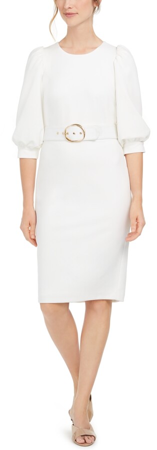 cream sheath dress with sleeves