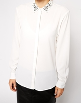 Thumbnail for your product : ASOS PETITE Blouse With Embellished Collar