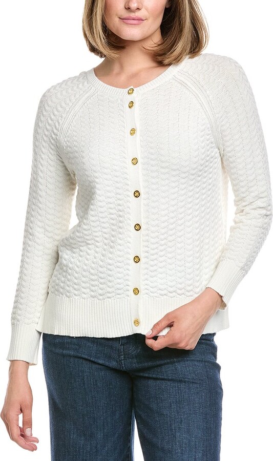 Hannah Rose Button Arrow Stitch Reversible Cashmere-Blend Cardigan