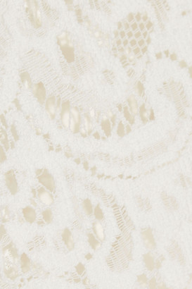 Chloé Layered Leavers Lace-paneled Crepe De Chine Dress