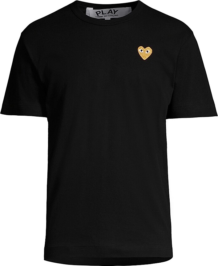 Comme des Garçons PLAY Men's Heart Applique Tee - Black - Size Medium