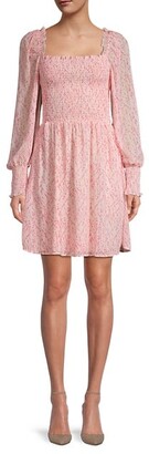 Allison New York Printed Smocked Mini Dress
