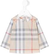 Thumbnail for your product : Burberry Kids checked peter pan collar shirt
