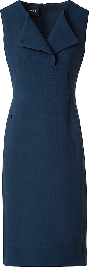 Akris Women's Smu Lapel Wool Sheath Dress - Denim Blue - Size 4