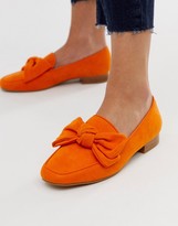 Thumbnail for your product : ASOS DESIGN My Girl bow loafers in orange