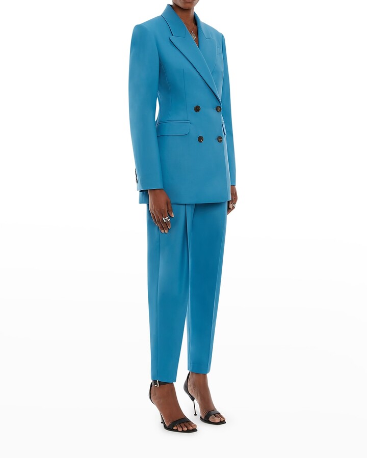 blue trouser suit