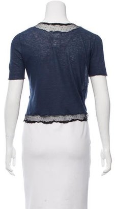 Chloé Lace-Accented Short Sleeve Cardigan