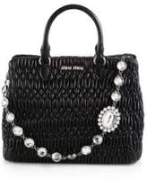 Thumbnail for your product : Miu Miu Swarovski-Crystal Quilted Leather Tote
