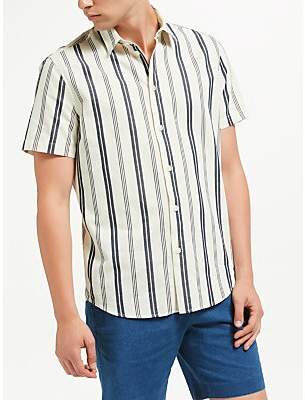 Samsoe & Samsoe Vento Contrast Stripe Short Sleeve Shirt, Clear Cream