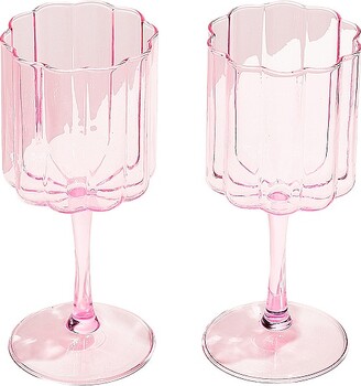 Fifth Avenue Crystal Medallion Wine Glasses Set of 6, 15.5 oz, Long Stem Durable  Glass Cups, Textured Etched Patterns in 2023