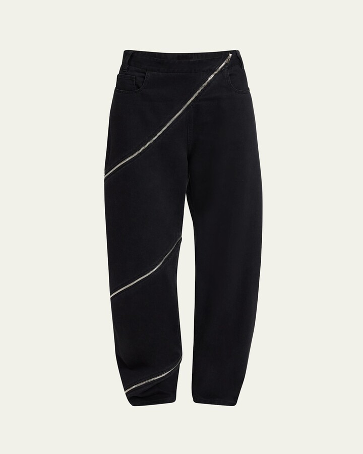 Alaia Zipper Spiral Straight-Leg Pants