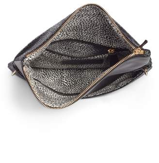 Sole Society Black Crackle Faux Leather Foldover Clutch
