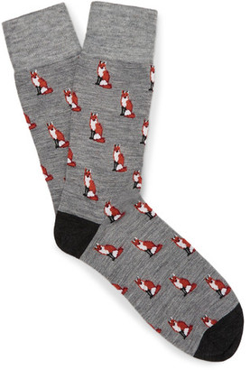 Corgi Fox-patterned Wool-blend Socks