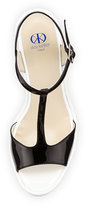 Thumbnail for your product : Dee Keller Deanne Patent T-Strap Wedge Sandal, Black/White