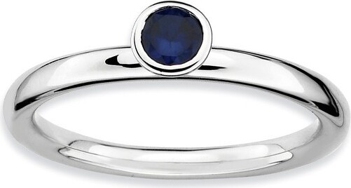 Black Bow Jewelry Co. BlackBowJewelryStackableHighProfile4mmCreatedSapphireSilverRingSize7