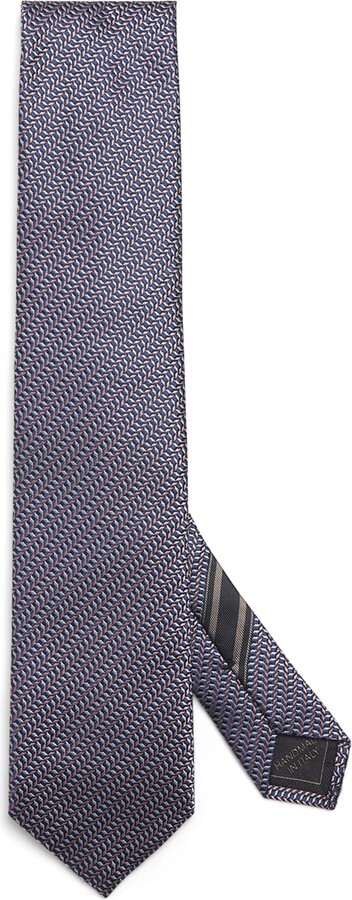 Brioni Silk Geometric-Jacquard Tie