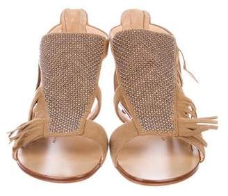 Giuseppe Zanotti Suede Embellished Fringe Sandals w/ Tags