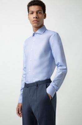 HUGO Micro-patterned regular-fit trousers in two-tone virgin wool