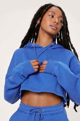 Nasty Gal Petite Drawstring Cropped Hoodie - Blue - ShopStyle
