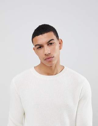 Pull&Bear Knitted Sweater In White