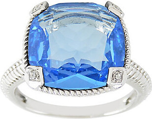Diamonique Simulated Gemstone Cushion Cut Ring, Sterling