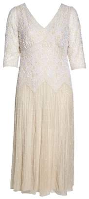 Pisarro Nights Beaded V-Neck Lace Illusion Gown