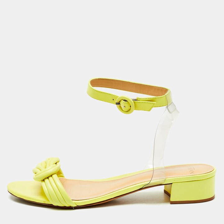 Alexandre Birman Neon Yellow Leather And Pvc Vicky Ankle Strap Sandals