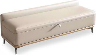 Luxury Soft-Edged Microfiber Leather Solid Wood Storage Ottoman
