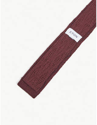 Eton Squared-off knitted wool and cotton-blend tie