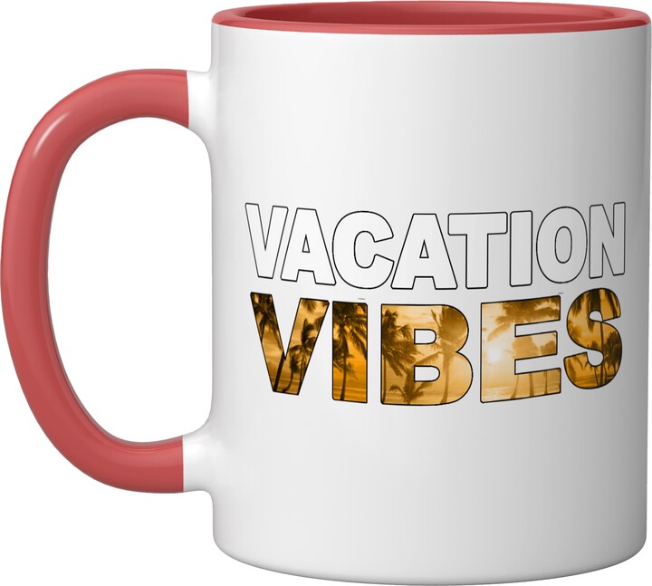 Family Vacation Vibes Trip Tops Vacation Family Trip Orange Vacation VIBES Ceramic Mug, Red/White