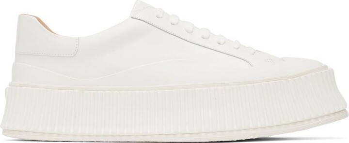 Jil Sander White Leather Platform Low-Top Sneakers