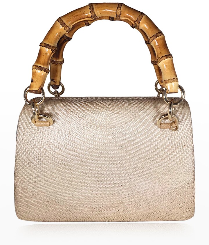 ACMEDE Women Handbag Summer Fashion Woven Rattan Straw Cross Body Bag Top Handle Beach Handbags Beige-White