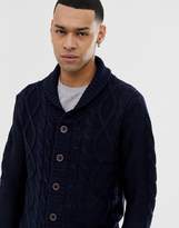 Thumbnail for your product : Brave Soul Shawl Neck Cardigan In Cable Knit-Navy