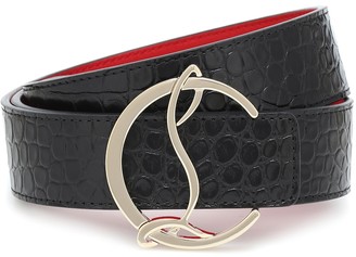 Christian Louboutin CL Logo croc-effect leather belt