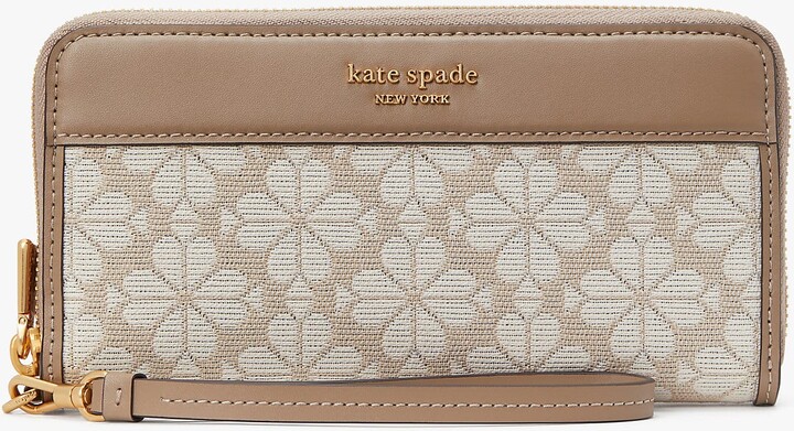 Kate Spade Rose Gold Leather Zip Round Long Wallet Coin/Card Case Purse S338