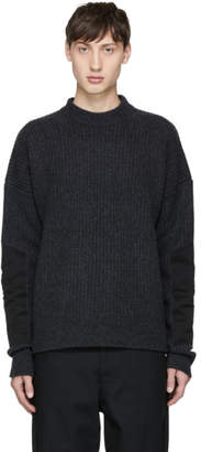 Diesel Black Gold Grey Wool Mock Neck Sweater
