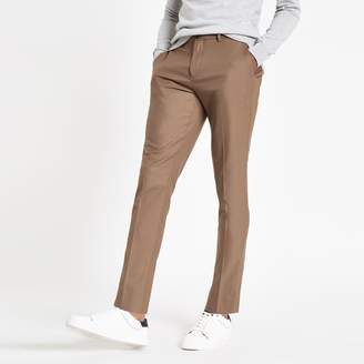 River Island Mens Camel skinny fit smart trousers